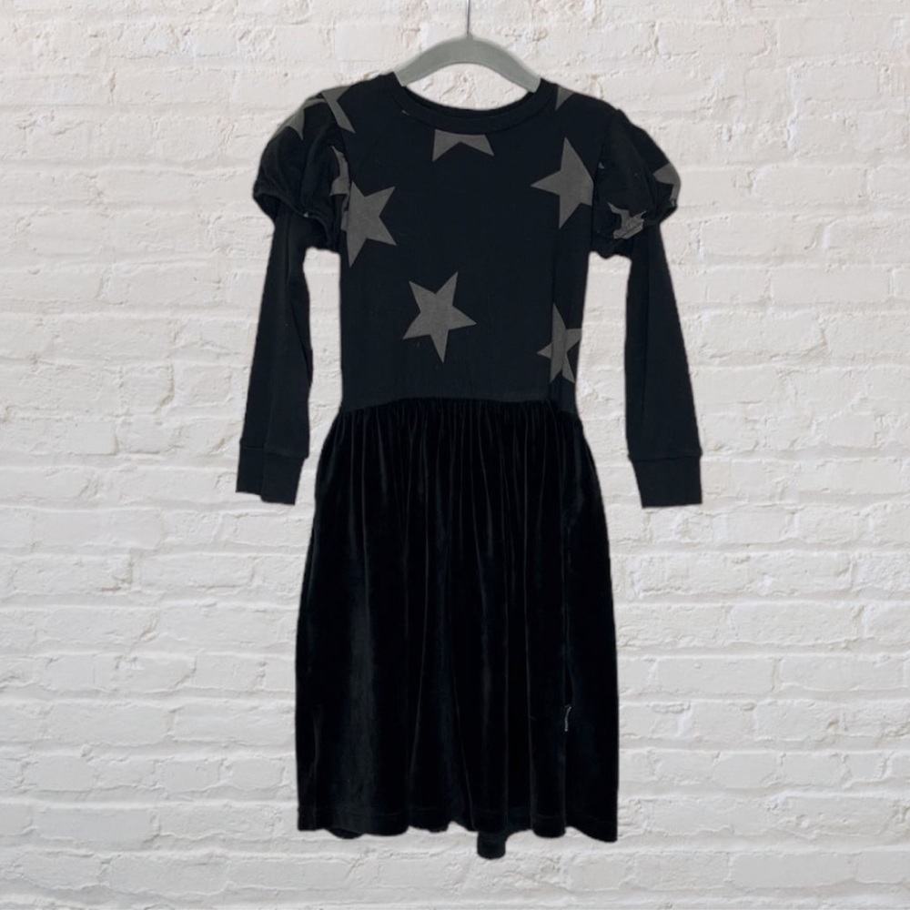 Nununu Star Print Velvet-Skirted Dress